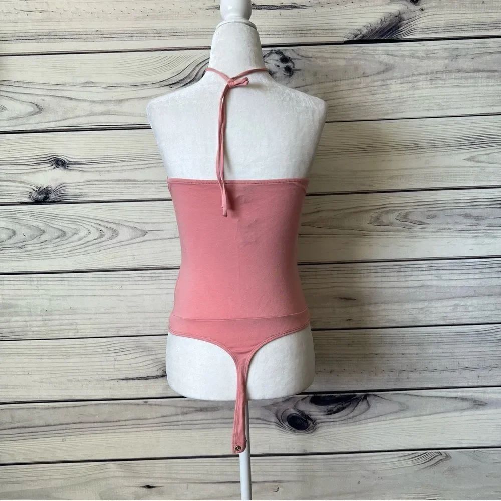 Express Pink Sequin Patterned Halter Bodysuit - Picture 5 of 10